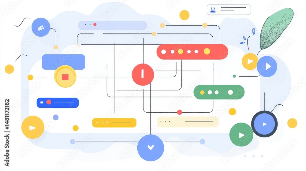 Poster automation rules diagram with if-then logic flows used in digital marketing platforms