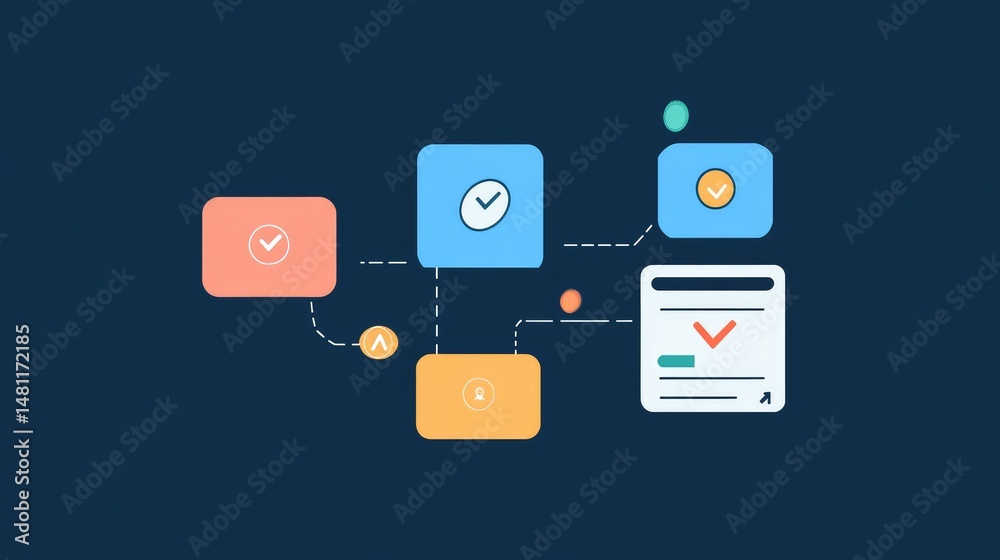 Poster automation rules diagram with if-then logic flows used in digital marketing platforms