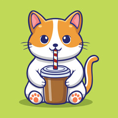 cat drinking chocolate drink