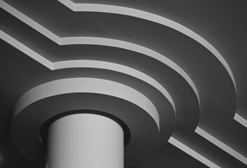 Black and white abstract rendition of artistic ceiling detail showing a symmetrical curved pattern_20250419_BW_3647.