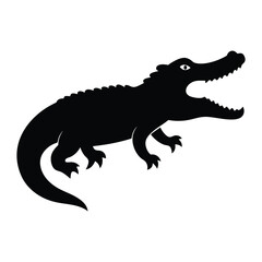 Crocodile with Open Mouth Vector Silhouette