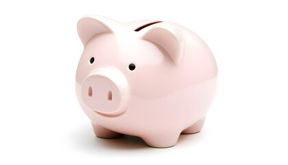 Pink piggy bank, isolated on a white background.