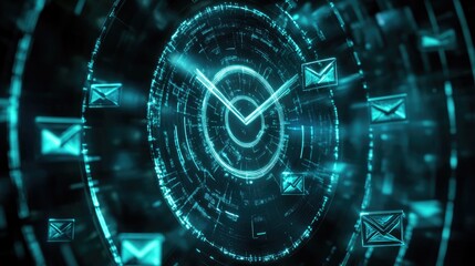 Obraz premium Creative illustration of target icon and email messages hitting the mark to symbolize precision