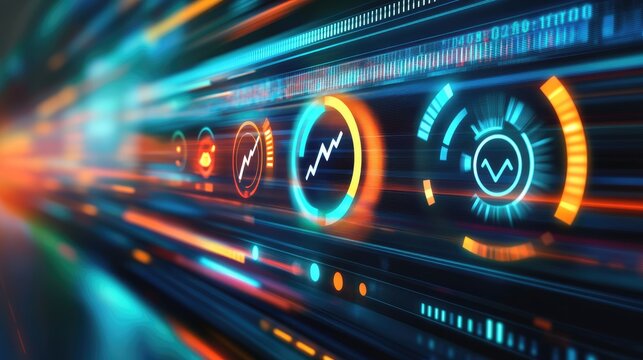 Credit rating icons and economic stability meters displayed on a virtual screen