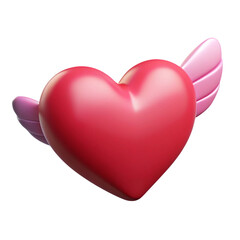 3D Render of a Red Heart with Pink Wings