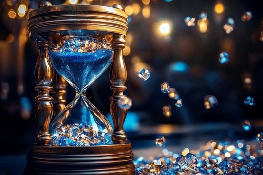 Close-up of an hourglass showcasing the swift passage of time.