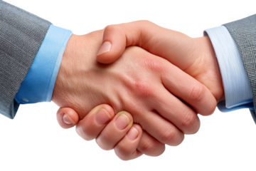 Handshake of Agreement: A close-up shot of a firm handshake between two individuals, symbolizing trust, partnership, and a successful deal, taken with exceptional clarity and focus.