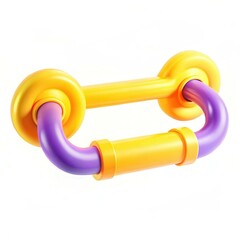 A bright, colorful dumbbell with yellow and purple elements, showcasing a playful and modern design.
