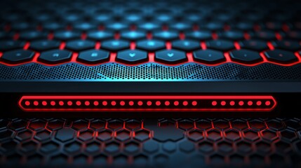 Fototapeta premium Abstract Red Blue Hexagonal Keyboard Gaming Background