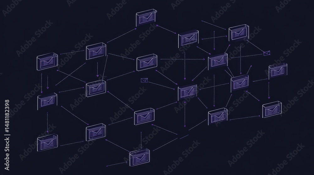 Poster Graphical email marketing workflow from list segmentation to open rates and click-through rate optimization