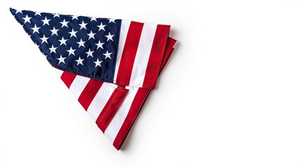 Fototapeta premium Folded american flag against a white background representing united states patriotism and symbolism