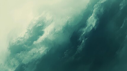 Abstract Landscape Painting in Teal and Green Tones