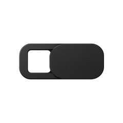 Black webcam cover with cutout on transparent background