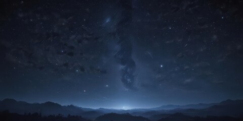 Fototapeta premium Deep midnight blue, myriads of twinkling stars, immense, star-dusted void , ethereal, sky, nocturnal