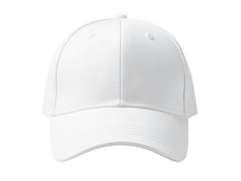 Plain white baseball cap suitable for fashion mockups, sports team merchandise displays, and casual streetwear branding designs.