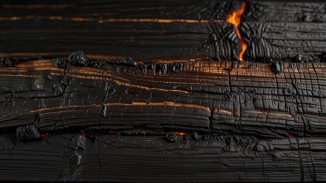 Macro of Burnt Wood Grain from Traditional Japanese Yakisugi Shou Sugi Ban