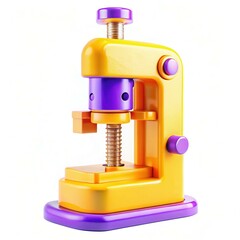 Fototapeta premium A colorful modern press machine with vibrant purple and yellow colors, showcasing a sleek design and intricate details.