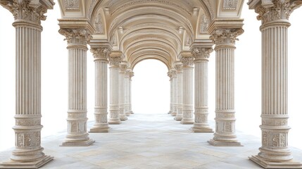 Obraz premium Majestic architectural perspective showcasing an ornate column-lined corridor