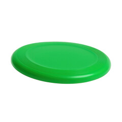 Single green frisbee with concentric ridges on transparent background
