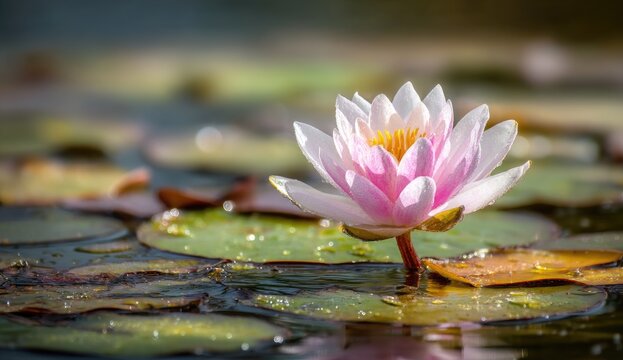 Beautiful pink lotus flower in pond