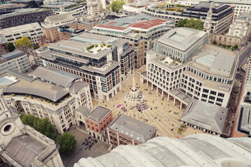 aerial view of Paternoster Square and Column near the London Stock Exchange
