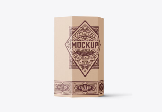 Hexagonal Kraft Box Mockup