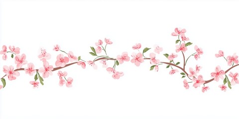 Naklejka premium Free hand drawn cherry blossom white background