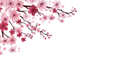 Fototapeta premium Free hand drawn cherry blossom white background