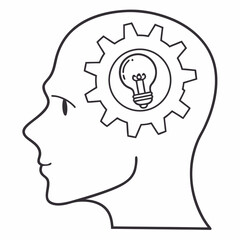 human head silhouette with gears