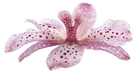 Naklejka na ściany i meble Delicate, light pink orchid with speckled purple details. Soft, flowing petals