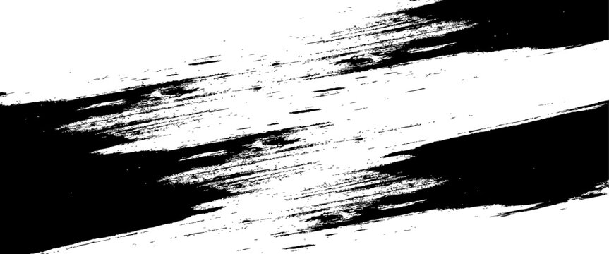 Vector grunge brush strokes texture rough black scratches for paint splatter template. Black and white grunge frame.