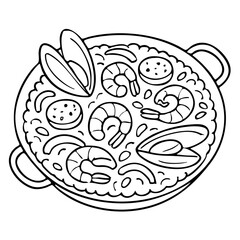 Paella a Traditional Spanish Seafood and Rice Dish Vector Illustration