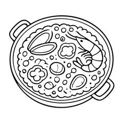 Paella a Traditional Spanish Seafood and Rice Dish Vector Illustration