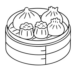 Dim Sum a Traditional Chinese Small Plates Vector Illustration