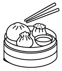 Dim Sum a Traditional Chinese Small Plates Vector Illustration