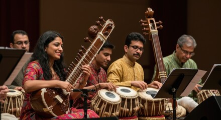 Classical Indian musicians perform