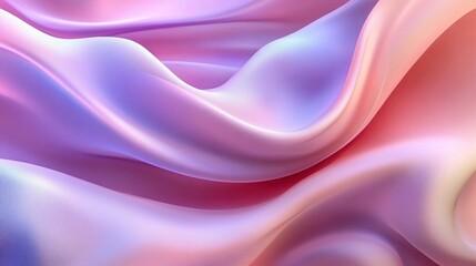 Fototapeta premium Smooth flowing fabric in soft pastel shades of pink, purple, and blue creating a silky and gentle texture with subtle light reflections