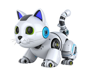 Cute Robotic Cat, Transparent Background