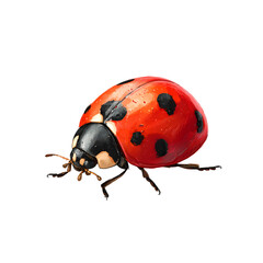 Obraz premium Close-up of a vibrant ladybug with its iconic red shell and black spots. A tiny marvel of nature.