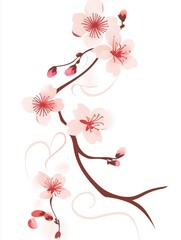 Free hand drawn cherry blossom white background