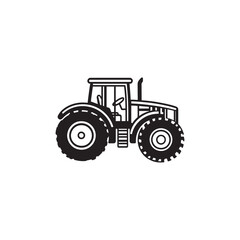 Obraz premium Black and white tractor shows simple yet sturdy mechanical design on a white background