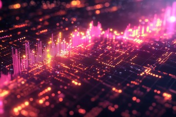 Fototapeta premium Abstract Financial Graphs with Glowing Upward Trend Visuals