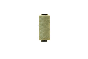 Green spool of sewing thread isolated on white background 