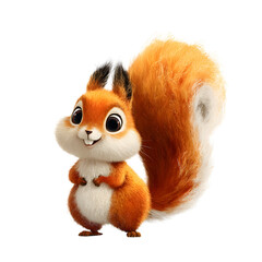 Obraz premium Adorable squirrel with bright orange fur and a fluffy tail poses with tiny hands together, looking at the viewer.