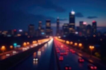 Fototapeta premium Abstract blurred city skyline at night, perfect for website backgrounds or presentations , lights, vibrant, design