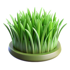 3D Render of Lush Green Grass in a Circular Pot