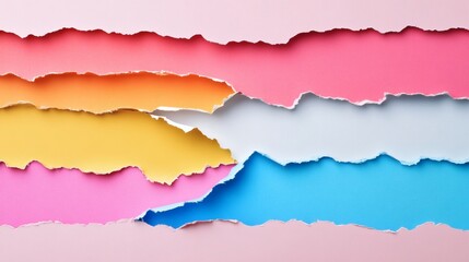 Fototapeta premium An abstract background created with layers of torn, colorful paper, offering a dynamic visual.