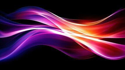 Fototapeta premium dynamic flowing waves of pink purple and orange light blending smoothly on a black background