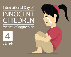 illustration vector graphic of girl crying alone in the corner of the room, perfect for international day, innocent victims of aggression, celebrate, greeting card, etc.
