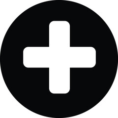 simple cross symbol, healthcare or medical black and white icon design
